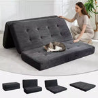 Tri-Fold Corduroy Sofa Bed 6 Inch Tufted Folding Mattress Full Size Convertible Sleeper Couch Supportive Guest Bed for Bedroom RV Camping