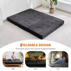 Tri-Fold Corduroy Sofa Bed 6 Inch Tufted Folding Mattress Full Size Convertible Sleeper Couch Supportive Guest Bed for Bedroom RV Camping