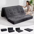 Tri-Fold Corduroy Sofa Bed 6 Inch Tufted Folding Mattress Full Size Convertible Sleeper Couch Supportive Guest Bed for Bedroom RV Camping