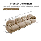 GDFStudio Freddy 140 Modern 4-Seater Modular Chenille Upholstered Sofa with 2 Throw Pillows
