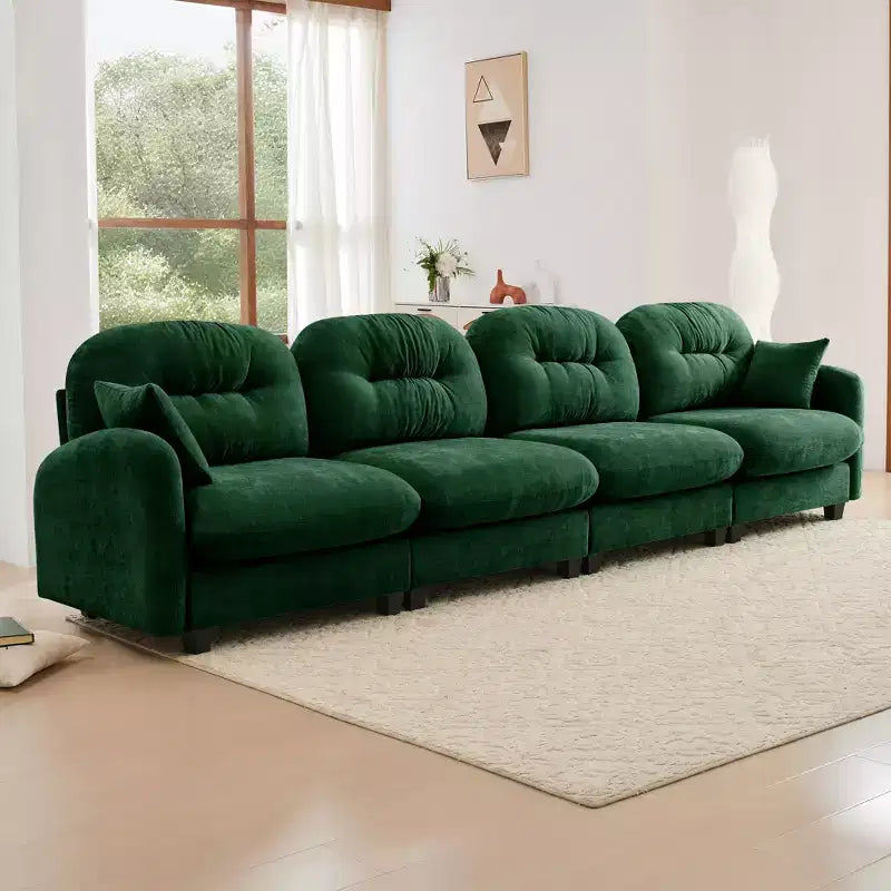 GDFStudio Freddy 140 Modern 4-Seater Modular Chenille Upholstered Sofa with 2 Throw Pillows