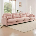GDFStudio Freddy 140 Modern 4-Seater Modular Chenille Upholstered Sofa with 2 Throw Pillows