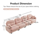 GDFStudio Freddy 140 Modern 4-Seater Modular Chenille Upholstered Sofa with 2 Throw Pillows