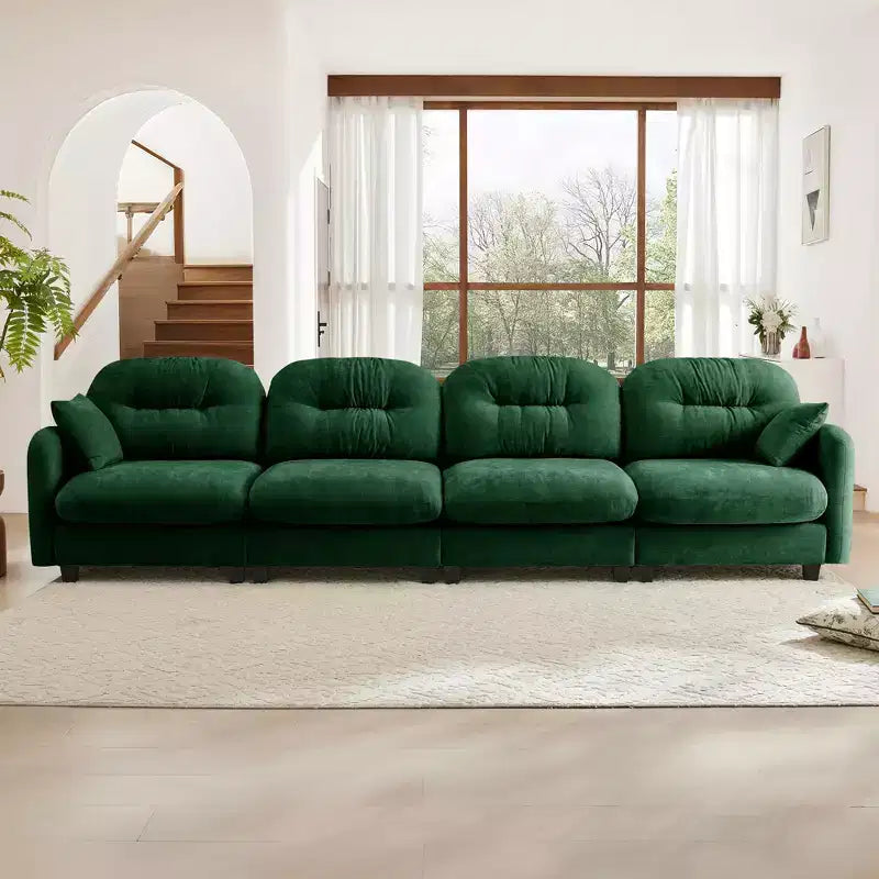GDFStudio Freddy 140 Modern 4-Seater Modular Chenille Upholstered Sofa with 2 Throw Pillows