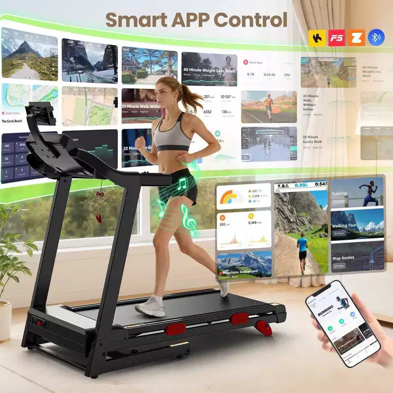 Tapis de course électrique pour la maison avec moteur silencieux, plage de vitesse de 1 à 11 km/h, inclinaison, capacité de 159 kg et écran LED