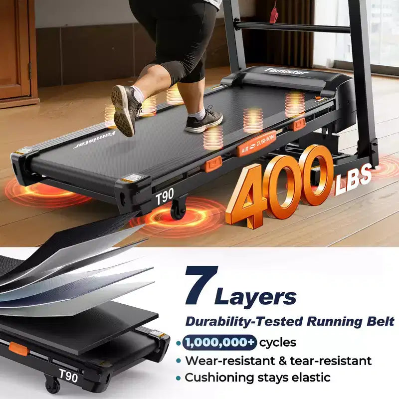 Tapis de course 4-en-1 avec inclinaison de 20 %, tapis de course portables pour la maison avec poignée, tapis de course pliables, 5 CV, 105 programmes