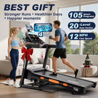 Tapis de course pliable 4-en-1 spécial Pâques avec haut-parleurs Bluetooth, contrôle par application et écran LED, 5 CV, 19 km/h