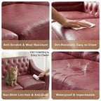 Dyonery 78.7 Chesterfield Faux Leather Sofa 3 Seater Couch,Mid-Century Large Sofa Classic Tufted Settee Modern PU Sofa with Channel Tufted Seat Back
