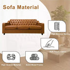 Dyonery 78.7 Chesterfield Faux Leather Sofa 3 Seater Couch,Mid-Century Large Sofa Classic Tufted Settee Modern PU Sofa with Channel Tufted Seat Back
