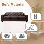 Dyonery 78.7 Chesterfield Faux Leather Sofa 3 Seater Couch,Mid-Century Large Sofa Classic Tufted Settee Modern PU Sofa with Channel Tufted Seat Back