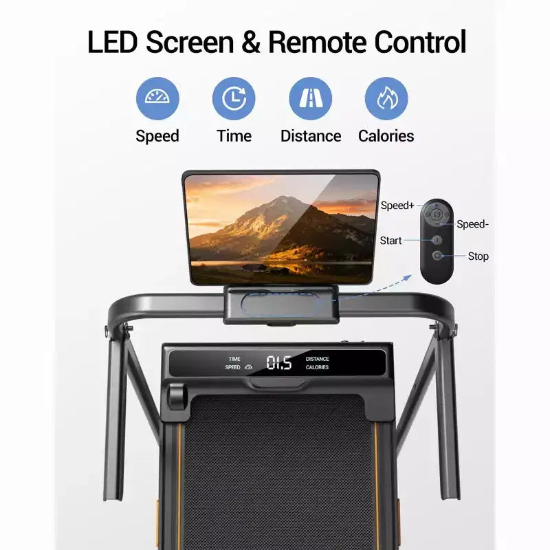 4-in-1 Foldable Walking Pad with Handle, 14% Incline Under-Desk Treadmill for Home, 2.5 HP Quiet Brushless Motor