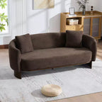 Christopher Knight Home Jennie 81'' Modern Boucle Upholstered 3-Seater Sofa with Wooden Base and Pillows