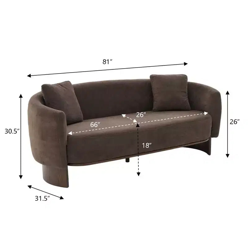 Christopher Knight Home Jennie 81'' Modern Boucle Upholstered 3-Seater Sofa with Wooden Base and Pillows