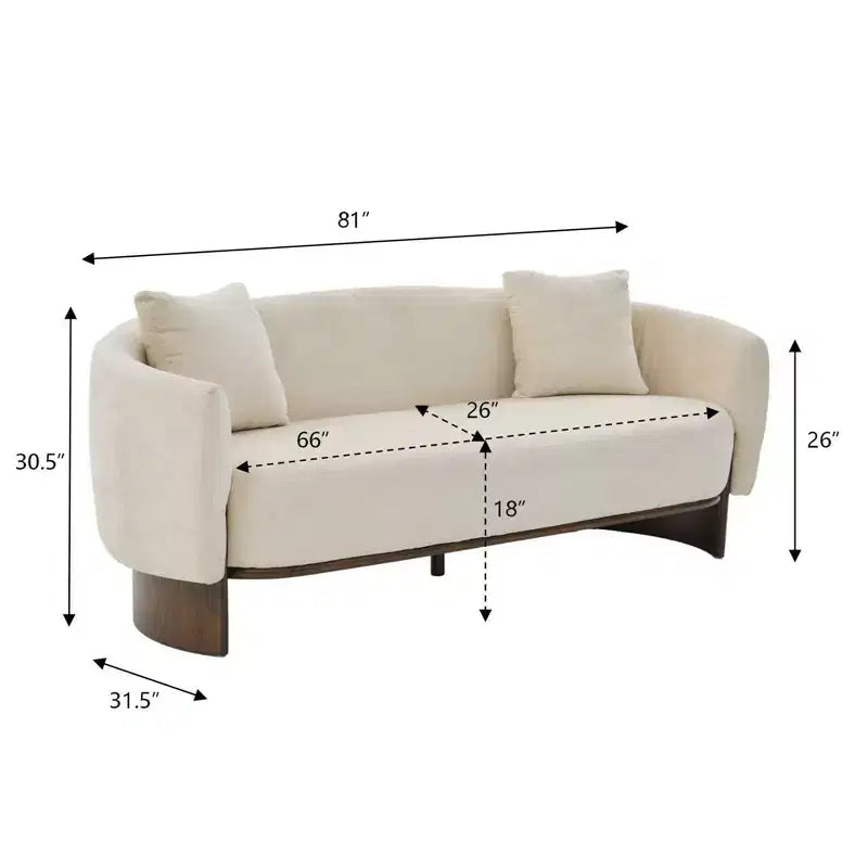 Christopher Knight Home Jennie 81'' Modern Boucle Upholstered 3-Seater Sofa with Wooden Base and Pillows