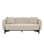 Christopher Knight Home Jennie 81'' Modern Boucle Upholstered 3-Seater Sofa with Wooden Base and Pillows