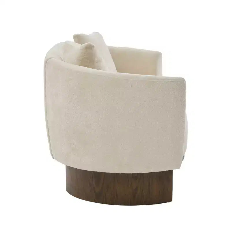 Christopher Knight Home Jennie 81'' Modern Boucle Upholstered 3-Seater Sofa with Wooden Base and Pillows