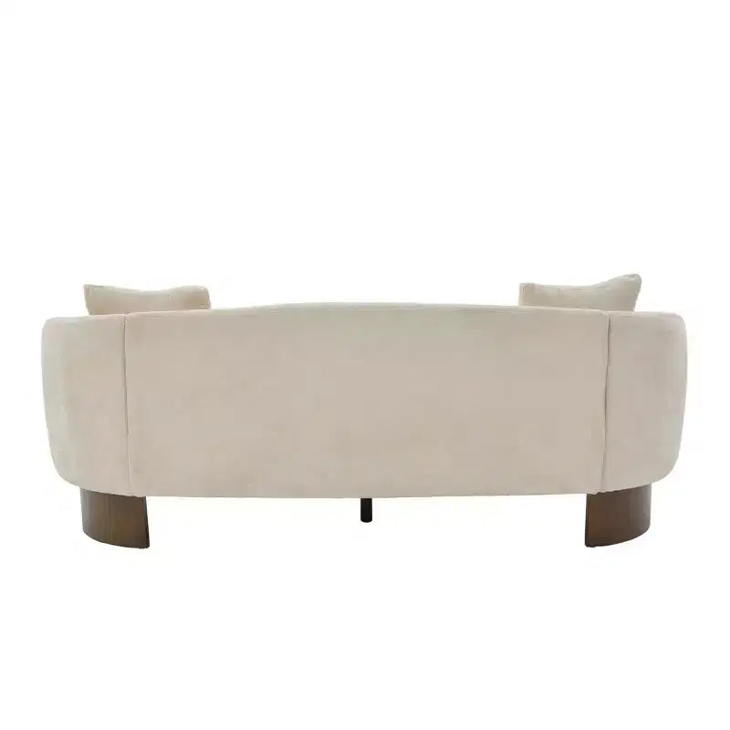 Christopher Knight Home Jennie 81'' Modern Boucle Upholstered 3-Seater Sofa with Wooden Base and Pillows