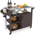 Chariot de desserte pour barbecue Costway avec table de préparation mobile et étagères de rangement
