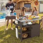 Chariot de desserte pour barbecue Costway avec table de préparation mobile et étagères de rangement