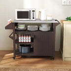 Chariot de desserte pour barbecue Costway avec table de préparation mobile et étagères de rangement