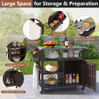 Chariot de desserte pour barbecue Costway avec table de préparation mobile et étagères de rangement