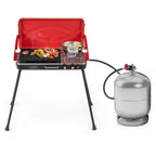 Réchaud de camping portable 2-en-1 Costway à 2 brûleurs avec pieds amovibles Rouge