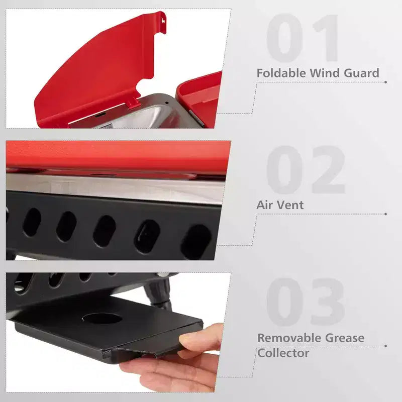 Réchaud de camping portable 2-en-1 Costway à 2 brûleurs avec pieds amovibles Rouge