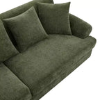 Canapé rembourré de 81,5 po, canapé 3 places en chenille avec oreillers et pieds en bois d'hévéa pour salon, vert - ModernLuxe