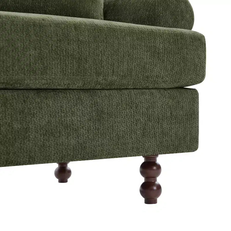 Canapé rembourré de 81,5 po, canapé 3 places en chenille avec oreillers et pieds en bois d'hévéa pour salon, vert - ModernLuxe