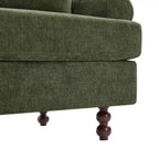 Canapé rembourré de 81,5 po, canapé 3 places en chenille avec oreillers et pieds en bois d'hévéa pour salon, vert - ModernLuxe