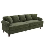 Canapé rembourré de 81,5 po, canapé 3 places en chenille avec oreillers et pieds en bois d'hévéa pour salon, vert - ModernLuxe