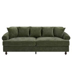 Canapé rembourré de 81,5 po, canapé 3 places en chenille avec oreillers et pieds en bois d'hévéa pour salon, vert - ModernLuxe
