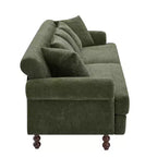 Canapé rembourré de 81,5 po, canapé 3 places en chenille avec oreillers et pieds en bois d'hévéa pour salon, vert - ModernLuxe