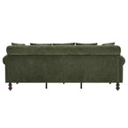 Canapé rembourré de 81,5 po, canapé 3 places en chenille avec oreillers et pieds en bois d'hévéa pour salon, vert - ModernLuxe