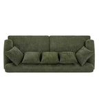 Canapé rembourré de 81,5 po, canapé 3 places en chenille avec oreillers et pieds en bois d'hévéa pour salon, vert - ModernLuxe