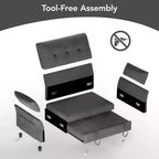 Dyonery 51 3-in-1 Pull-Out Sleeper Sofa Bed, Convertible Loveseat with Reclining Adjustable Backrest, Chenille Upholstered Couch, Side Pocket