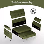 Dyonery 51 3-in-1 Pull-Out Sleeper Sofa Bed, Convertible Loveseat with Reclining Adjustable Backrest, Chenille Upholstered Couch, Side Pocket