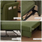 Dyonery 51 3-in-1 Pull-Out Sleeper Sofa Bed, Convertible Loveseat with Reclining Adjustable Backrest, Chenille Upholstered Couch, Side Pocket