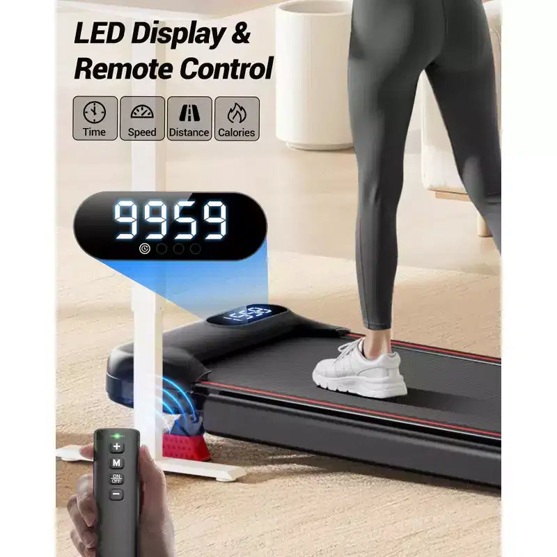 Tapis de marche inclinable à 15% avec barre de maintien - Tapis de course pliable silencieux de 2,5 CV pour la maison ou le bureau, sous le bureau, tapis de marche portable avec capacité de 100 kg
