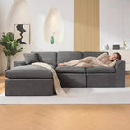 Modular Sectional Sofa, 110'' Sponge Compression Sofas with Deep Seat, Sectional Couches for Living Room and Bedroom, No Assembly Required