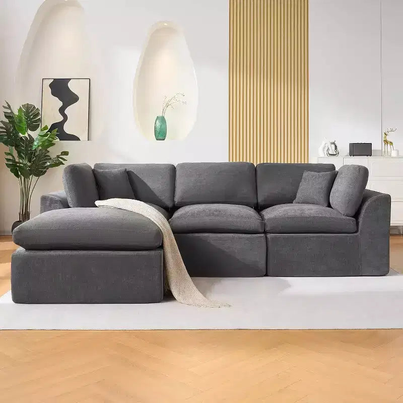 Canapé modulaire sectionnel, canapés en éponge de 110 po avec siège profond, canapés sectionnels pour salon et chambre à coucher, aucun assemblage requis
