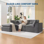 Canapé modulaire sectionnel, canapés en éponge de 110 po avec siège profond, canapés sectionnels pour salon et chambre à coucher, aucun assemblage requis