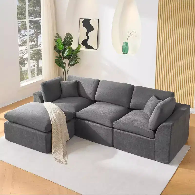 Canapé modulaire sectionnel, canapés en éponge de 110 po avec siège profond, canapés sectionnels pour salon et chambre à coucher, aucun assemblage requis