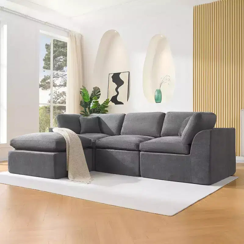 Canapé modulaire sectionnel, canapés en éponge de 110 po avec siège profond, canapés sectionnels pour salon et chambre à coucher, aucun assemblage requis
