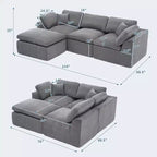 Canapé modulaire sectionnel, canapés en éponge de 110 po avec siège profond, canapés sectionnels pour salon et chambre à coucher, aucun assemblage requis