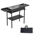 VEVOR Foldable Charcoal Grill, Portable Charcoal Barbecue Grill with Adjustable Height & Folding Side Tables, High-Temp Powder-Coated Steel, Black