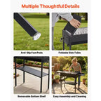 VEVOR Foldable Charcoal Grill, Portable Charcoal Barbecue Grill with Adjustable Height & Folding Side Tables, High-Temp Powder-Coated Steel, Black