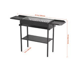 VEVOR Foldable Charcoal Grill, Portable Charcoal Barbecue Grill with Adjustable Height & Folding Side Tables, High-Temp Powder-Coated Steel, Black