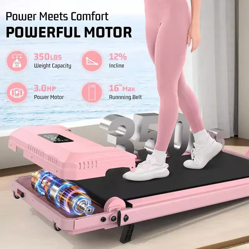 HOMDOX Upgrade Walking Pad Folding Treadmill w/12%|Handle Bar|3.5HP|Shock Absorptio Under Desk Compact for Home/Office/Gym & 400+lb Capacity