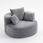 GDFStudio Seungho Modern 46 Single Seater Compressed Corduroy Upholstered Sofa with 3 Lumbar Pillows